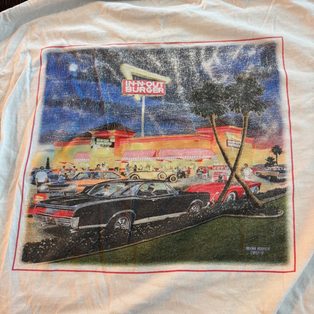 In-N-Out Burger 2012 Mike Rider Graphic T-Shirt White California Mens Medium